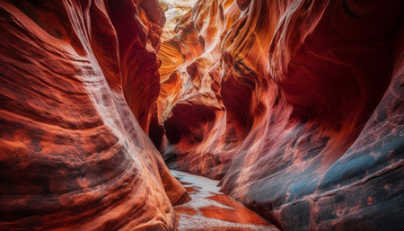 Abstract sandstone patterns curve in majestic Antelope Canyon ravine generated by artificial intelligenceの素材