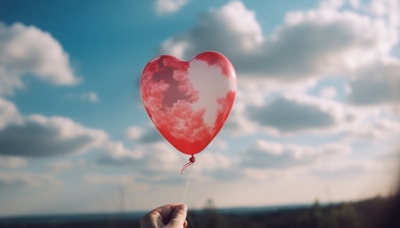 Abstract heart shape symbolizes freedom and love in nature beauty generated by artificial intelligenceの素材