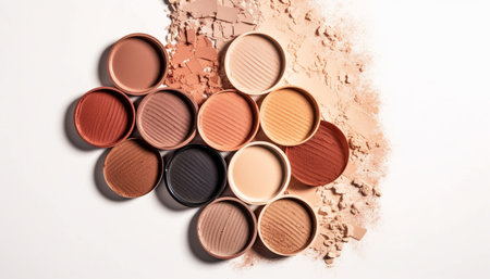 Dark curves of human skin painted with multi colored eyeshadow palette generated by artificial intelligenceの素材