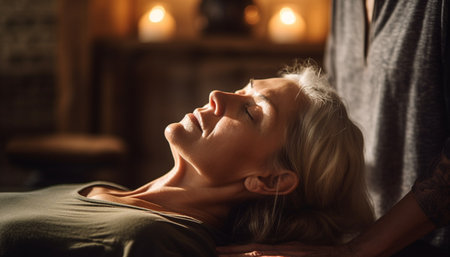 A carefree young woman enjoys relaxation in comfortable domestic surroundings generated by artificial intelligenceの素材