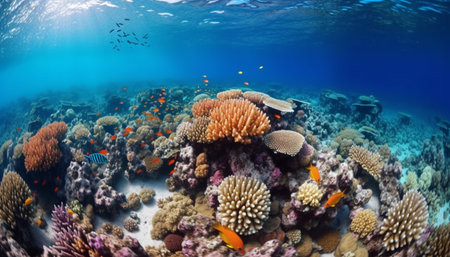 Swimming with sea life an aquatic adventure below the surface generated by artificial intelligenceの素材