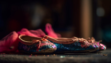 Sporty elegance A pair of leather high heels with shoelaces generated by artificial intelligenceの素材