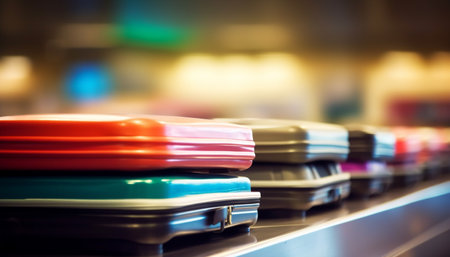 Vibrant multi colored fashion collection on large store shelf indoors generated by artificial intelligenceの素材