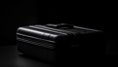 Luxury leather suitcase, closed and shiny, perfect for business travel generated by artificial intelligenceの素材