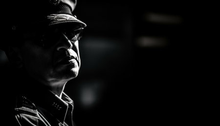 One man, hooded shirt, black background, sadness, backlit, city life generated by artificial intelligenceの素材