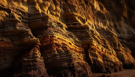 Abstract patterns in eroded sandstone create majestic Antelope Canyon curves generated by artificial intelligenceの素材