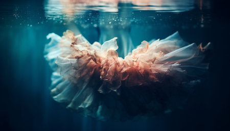 Deep sea mystery Fragile reef reveals glowing underwater elegance generated by artificial intelligenceの素材