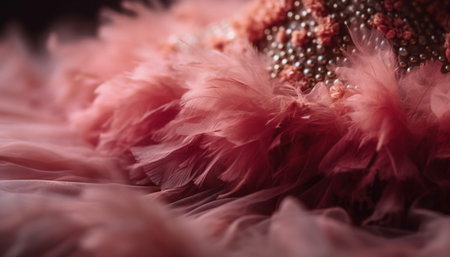 The fluffy pink feather is a single object of beauty generated by artificial intelligenceの素材