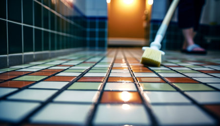 The modern architecture reflects on the shiny blue glass window generated by artificial intelligenceの素材