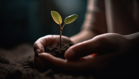 New life begins with the fragility of a seedling growth generated by artificial intelligenceの素材