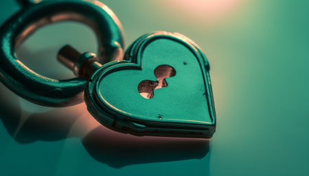 Love symbol locked in heart, a celebration of togetherness generated by artificial intelligenceの素材