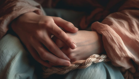 Two adults bond in love, tied up in togetherness generated by artificial intelligenceの素材