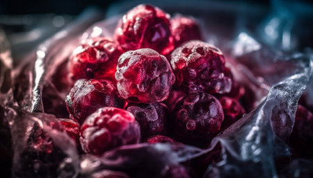 Abundant bowl of juicy, ripe berry fruit for healthy snacking generated by artificial intelligenceの素材