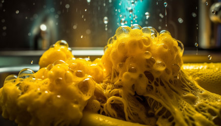 Grilled seafood plate glows with freshness, underwater tentacles motion generated by artificial intelligenceの素材