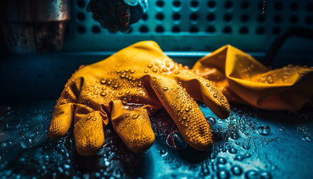Freshly baked cookie on wooden table, water droplets glisten generated by artificial intelligenceの素材