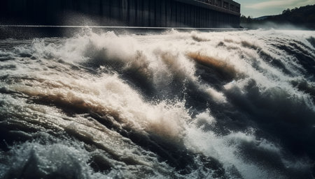 Rapid hydroelectric power generation sprays beauty in nature liquid motion generated by artificial intelligenceの素材