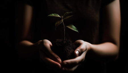 New life begins with the fragility of a seedling bud generated by artificial intelligenceの素材
