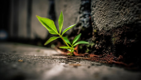 New life sprouts from the wet dirt, a symbol of growth generated by artificial intelligenceの素材