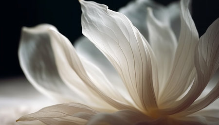 Softness and Fragility of a Daisy in Monochrome Still Life generated by artificial intelligenceの素材