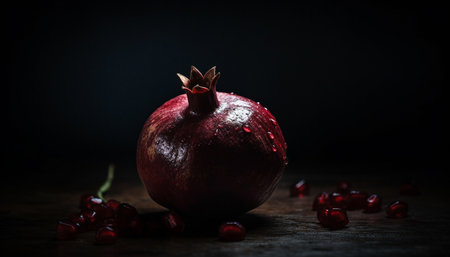 Juicy pomegranate slice, a healthy and sweet refreshment for summer generated by artificial intelligenceの素材