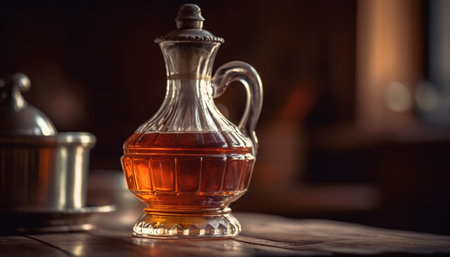 Rustic olive oil jug adds gourmet touch to cooking ingredients generated by artificial intelligenceの素材