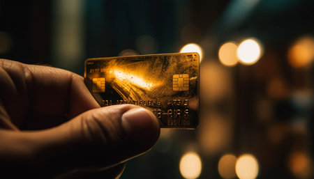 One person paying with credit card, focus on foreground generated by artificial intelligenceの素材