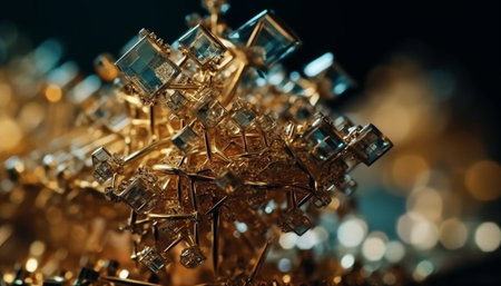 Complexity of technology illuminated in abstract computer chip decoration generated by artificial intelligenceの素材