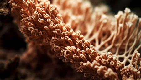 Close up of colorful cnidarian tentacles in underwater reef environment generated by artificial intelligenceの素材