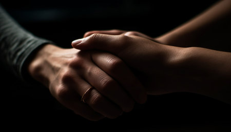 Successful business teamwork men and women shaking hands in agreement generated by artificial intelligenceの素材