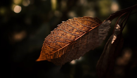 Vibrant autumn foliage on backlit maple tree, nature design masterpiece generated by artificial intelligenceの素材