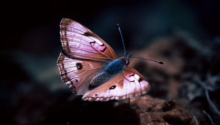 The multi colored butterfly fragile beauty captured in close up macro generated by artificial intelligenceの素材
