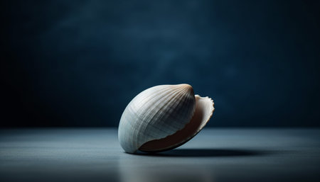 Underwater beauty Close up of fragile gastropod shell on dark coastline generated by artificial intelligenceの素材