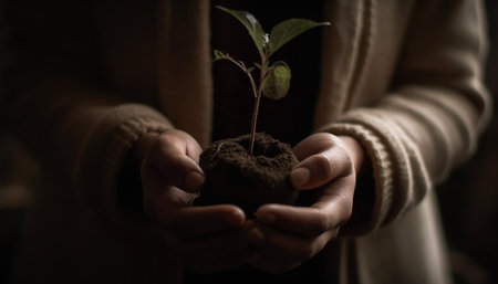 New life begins with the care of one human hand generated by artificial intelligenceの素材