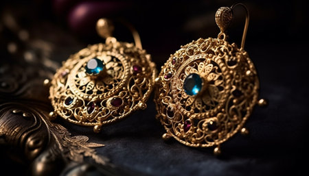 Ornate antique brooch, a precious gift of elegance and wealth generated by artificial intelligenceの素材