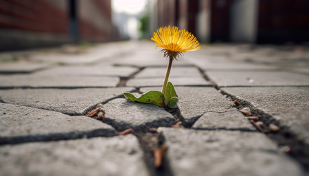 Loneliness in nature Abandoned flower symbolizes rusty, ruined beauty generated by artificial intelligenceの素材