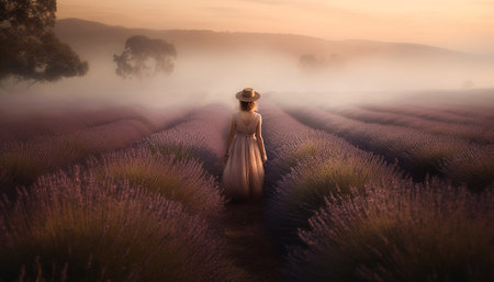 A tranquil scene of beauty in nature purple flowers bloom generated by artificial intelligenceの素材