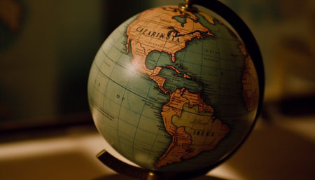 Explore the world topography with an antique globe map generated by artificial intelligenceの素材