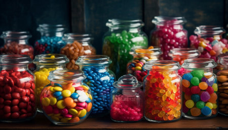 Organic fruit jar, a sweet and healthy homemade celebration snack generated by artificial intelligenceの素材