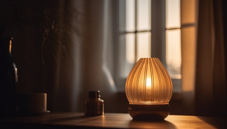 A cozy living room with a modern table and elegant vase generated by artificial intelligenceの素材