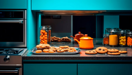 Healthy meal preparation in modern kitchen with fresh fruit snack generated by artificial intelligenceの素材
