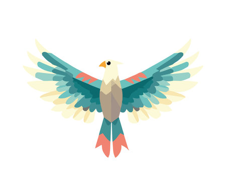 Flying hawk with multi-colored feathers and beakのイラスト素材
