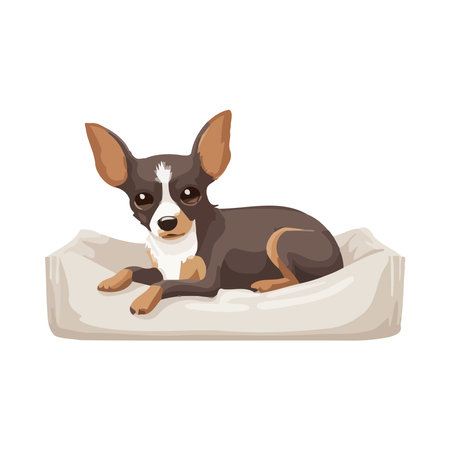 Cute puppy sitting in lap, purebred terrierのイラスト素材