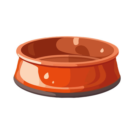 Cute puppy eating plastic bowlのイラスト素材