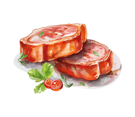 meat steak with fresh herbsのイラスト素材