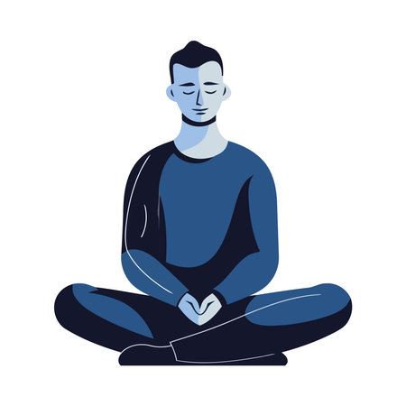 man meditating in lotus position isolatedのイラスト素材