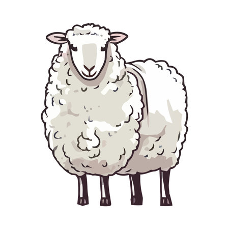 Cute lamb standing, vector illustrationのイラスト素材