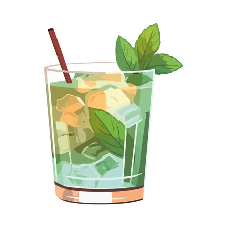 Fresh mojito cocktail with mint, limeのイラスト素材