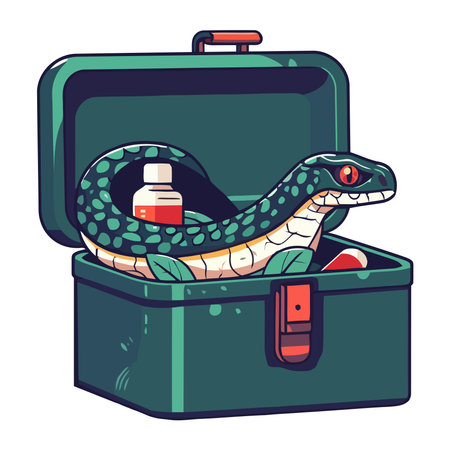 Poisonous reptile in bag, danger for petsのイラスト素材