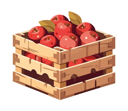 Fresh apples fruit basket, ripe and juicyのイラスト素材