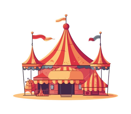 Fun carnival celebration with performers on stageのイラスト素材